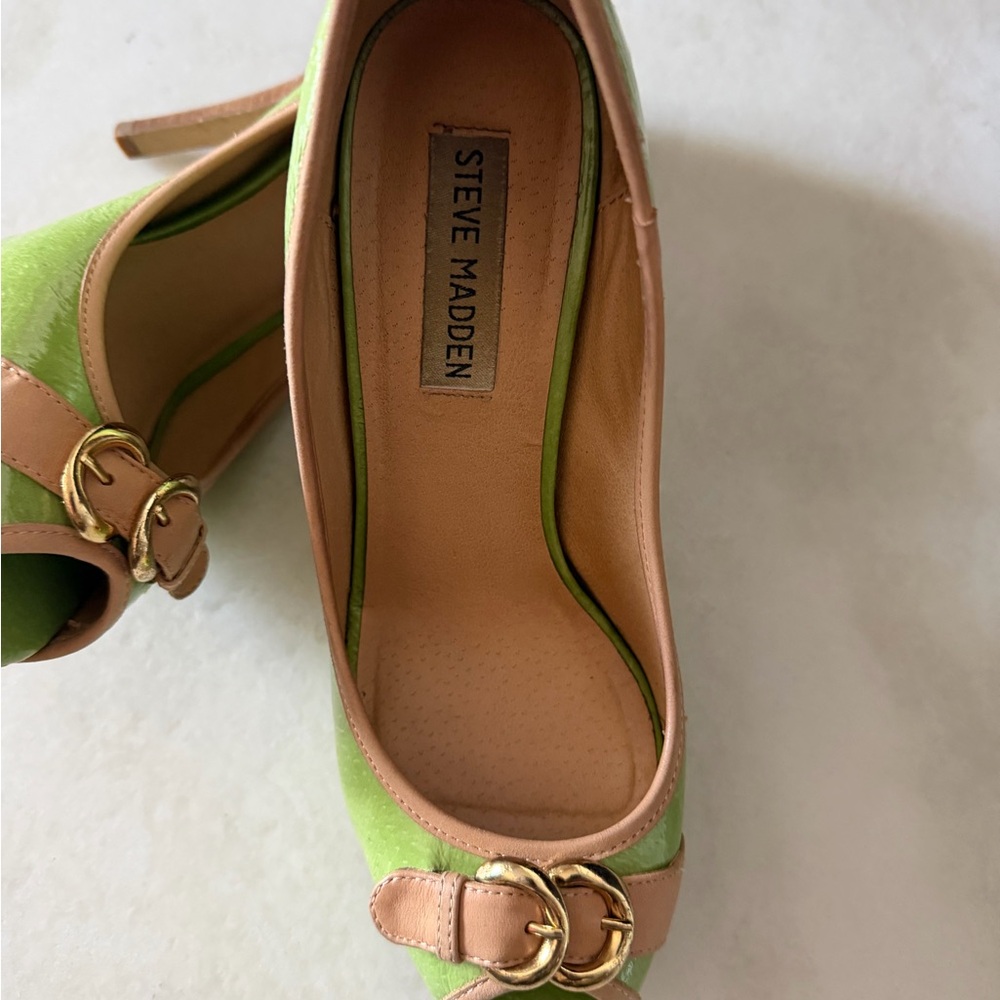 Steve Madden Lime Green and Beige Heels